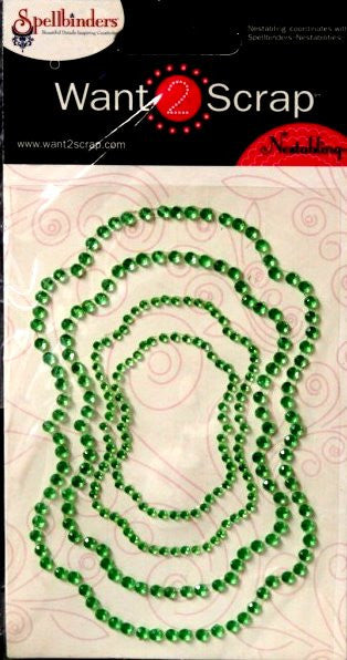 Spellbinders Want 2 Scrap Nestabling Light Green Rhinestone Adhesive Frames Embellishments