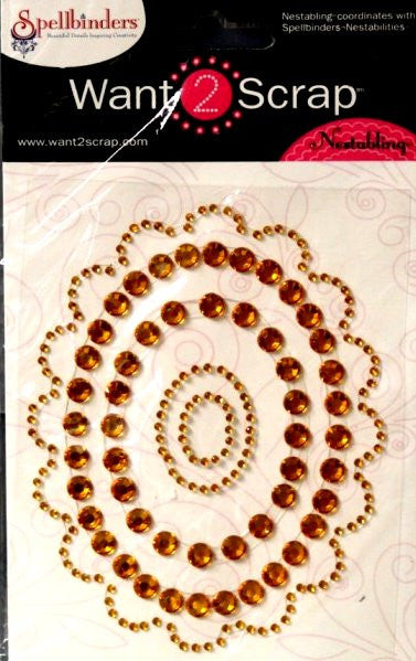 Spellbinders Want 2 Scrap Nestabling Gold Rhinestone Adhesive Frames Embellishments