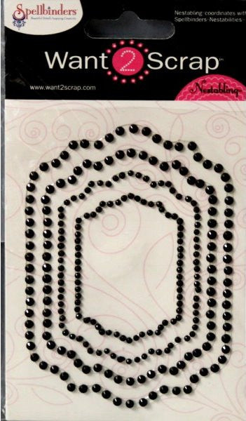 Spellbinders Want 2 Scrap Nestabling Black Gems Adhesive Frames Embellishments