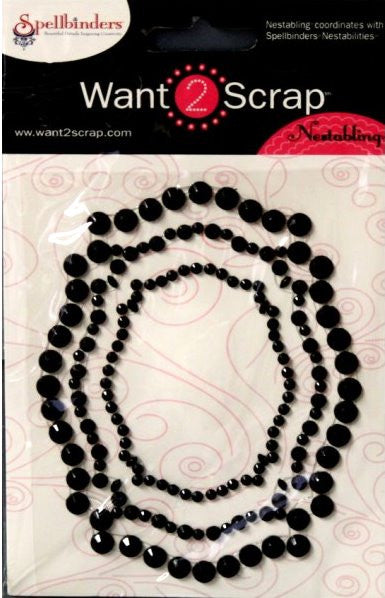 Spellbinders Want 2 Scrap Nestabling Black Gems Adhesive Frames Embellishments