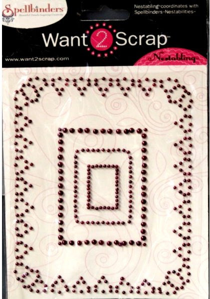 Spellbinders Want 2 Scrap Nestabling Purple Pearls Adhesive Frames Embellishments