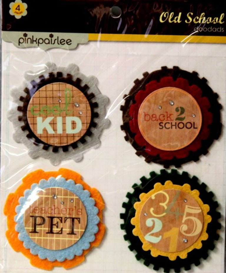 Pink Paislee Old School DooDads Dimensional School Stickers - SCRAPBOOKFARE