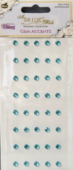 A Bride's Wish Wedding Collection Blue Gem Accents Self-Adhesive Embellishments - SCRAPBOOKFARE