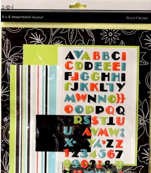 SEI Black Orchid 8 x 8 Assembled Scrapbook Pages Layout