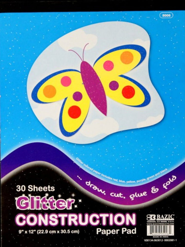 Bazic Products 9 x12 Glitter Construction Paper Pad - SCRAPBOOKFARE