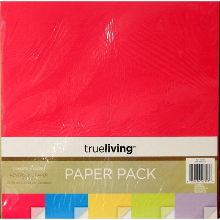 True Living 12 x 12 Solid Assortment Reversible Paper Pack - SCRAPBOOKFARE