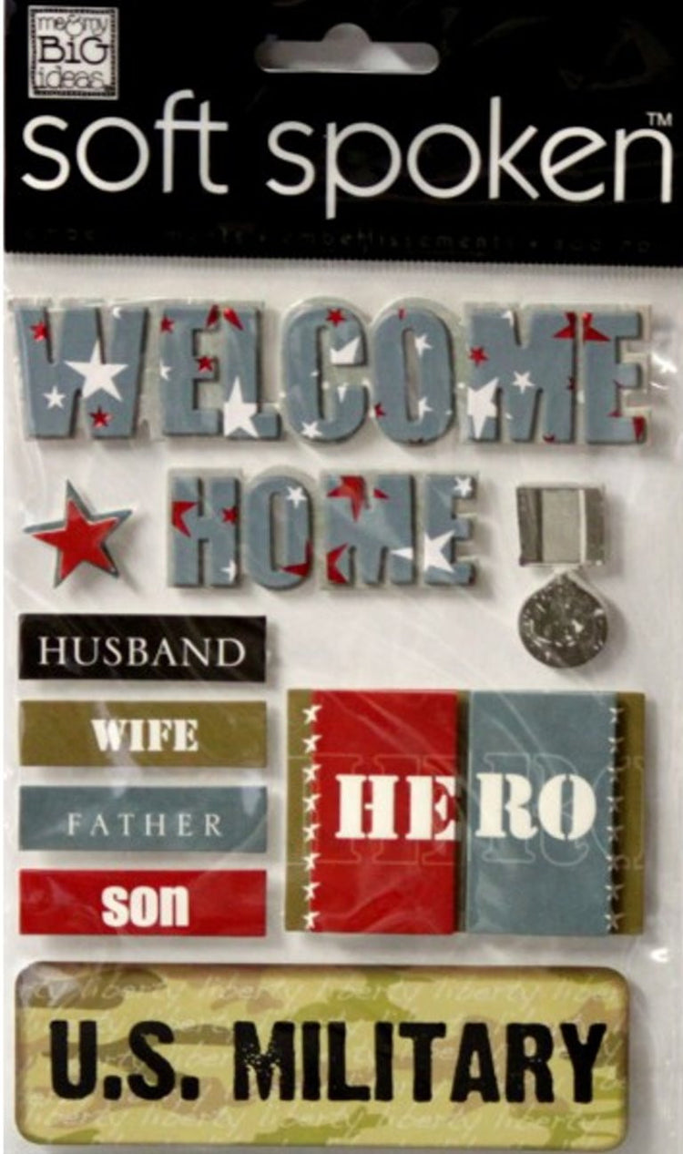 Me & My Big Ideas Soft Spoken U.S. Military Dimensional Stickers - SCRAPBOOKFARE