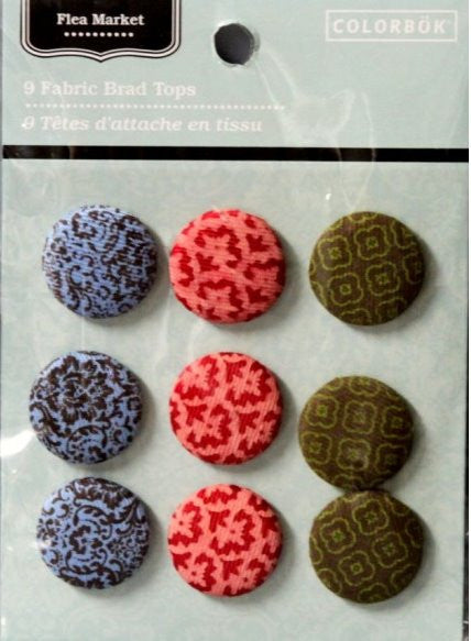 Colorbok Flea Market Fabric Brad Tops Buttons. - SCRAPBOOKFARE