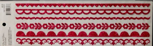 Ki Memories Glitz & Glitter Hot Pink Fancy Borders Glitter Stickers - SCRAPBOOKFARE