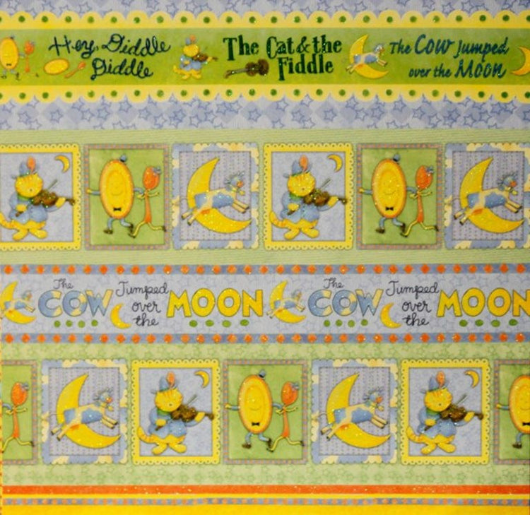 DCWV Hey Diddle Diddle Nursery Rhymes Heat Embossed Cardstock Scrapbook Paper - SCRAPBOOKFARE