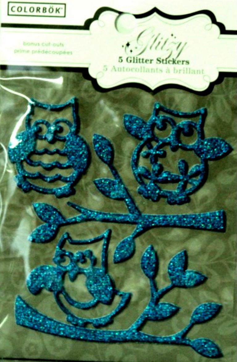 Colorbok Glitzy Glitter Puffy Owls Stickers - SCRAPBOOKFARE