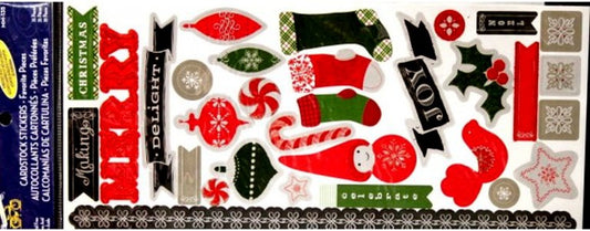 Little Yellow Bicycle Embossed Christmas Glitter Cardstock Stickers - SCRAPBOOKFARE