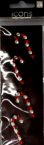 Me & My Big Ideas Icons Candy Canes Red & Diamond Rhinestones Adhesive Gem Sticker Embellishments