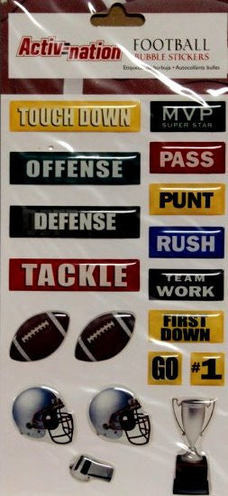 Markings Activnation Sports Football Epoxy Bubble Scrapbook Stickers - SCRAPBOOKFARE