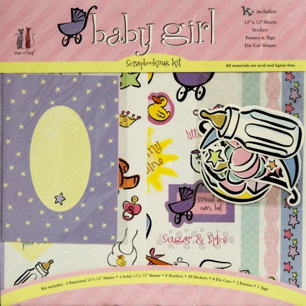 Max And Lucy 12 x 12 Baby Girl Pages Scrapbook Kit