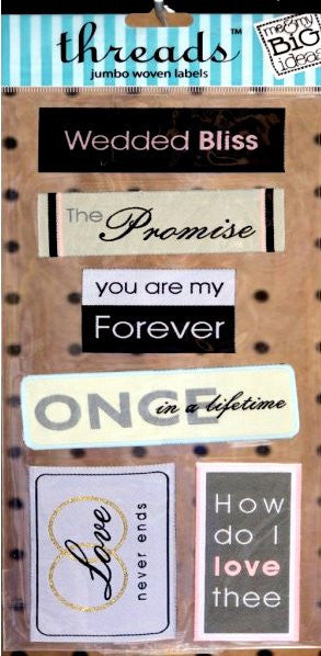 Me & My Big Ideas Wedding Jumbo Woven Threads Labels - SCRAPBOOKFARE