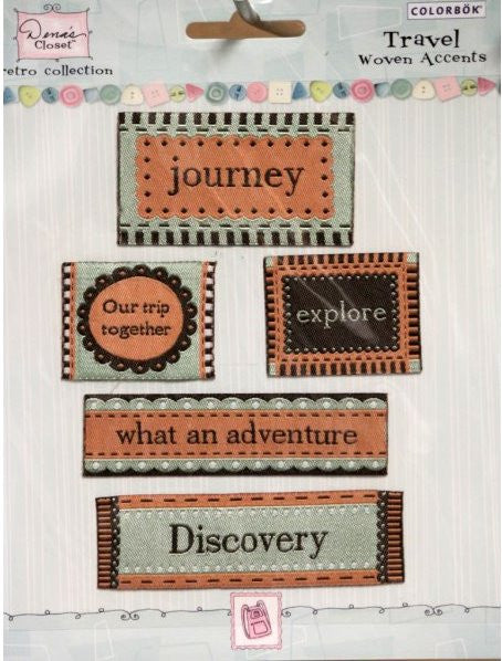 Colorbok Dena's Closet Retro Collection Travel Woven Accents Stickers Embellishments - SCRAPBOOKFARE