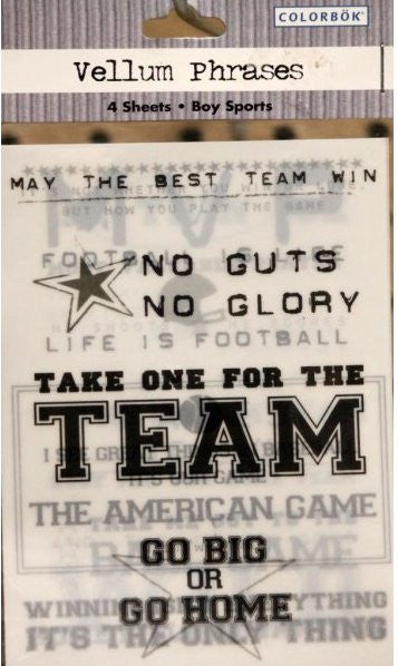 Colorbok Boy Sports Vellum Phrases - SCRAPBOOKFARE