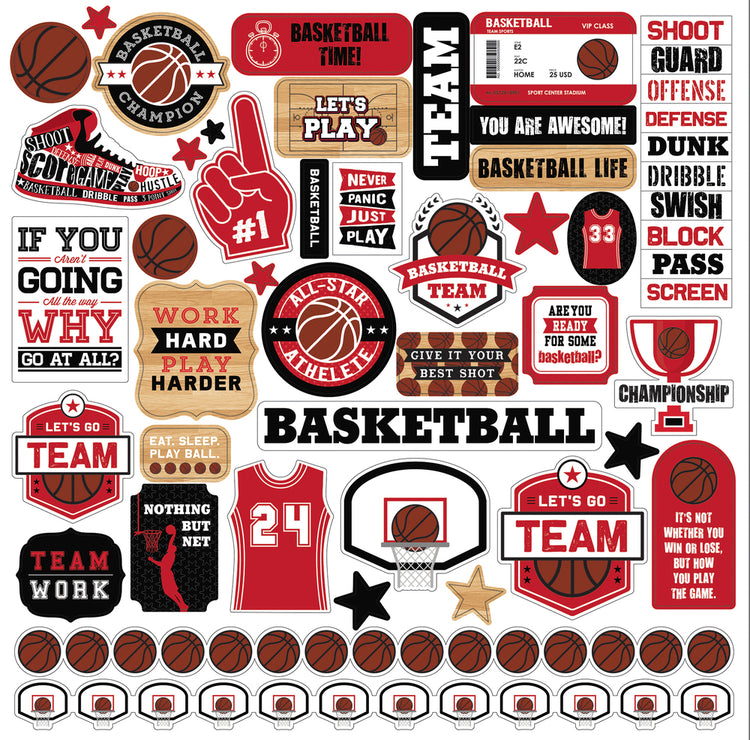 Echo Park Basketball 12 x 12 Element Sticker Sheet