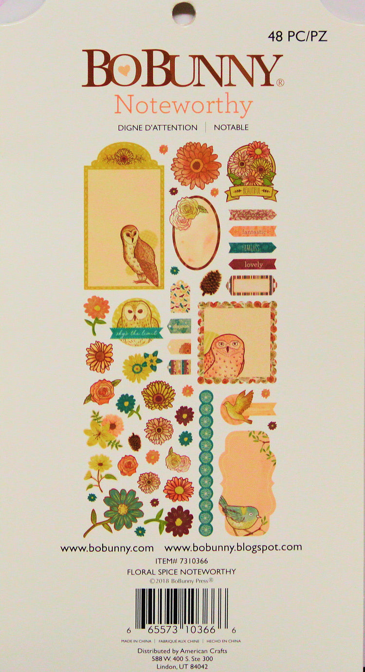 BoBunny Noteworthy Floral Spice Die-cut Embellishment
