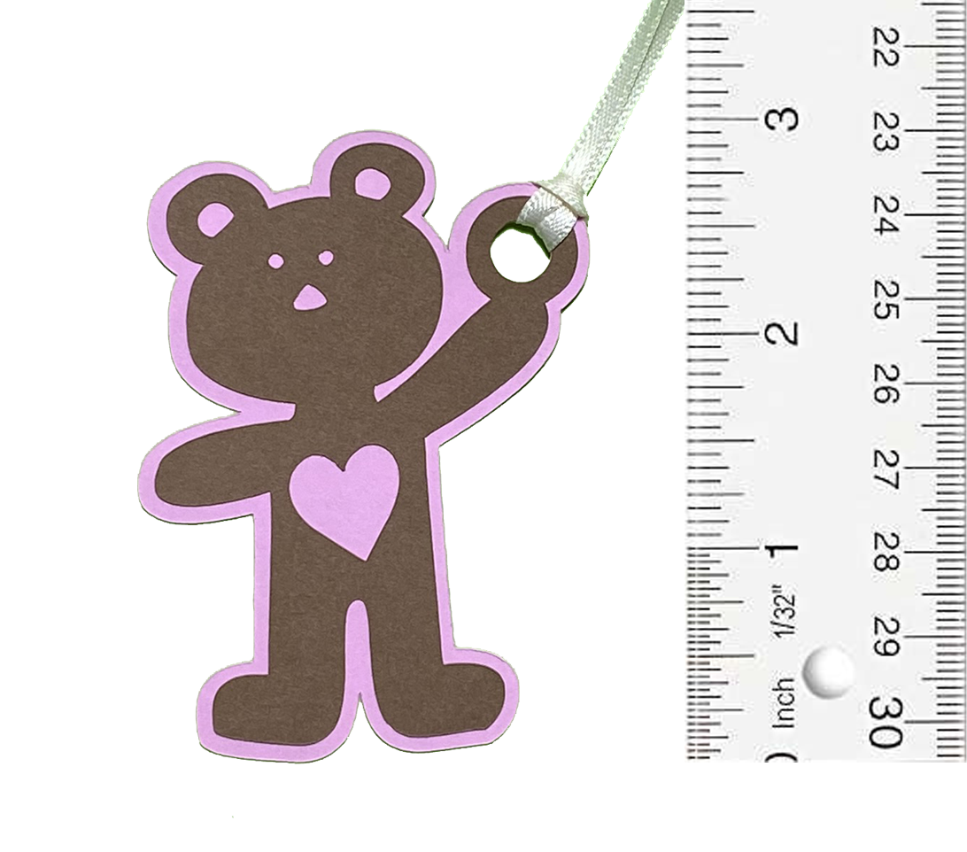 T & H Creations Handmade Layered Heart Bear Dimensional Tag