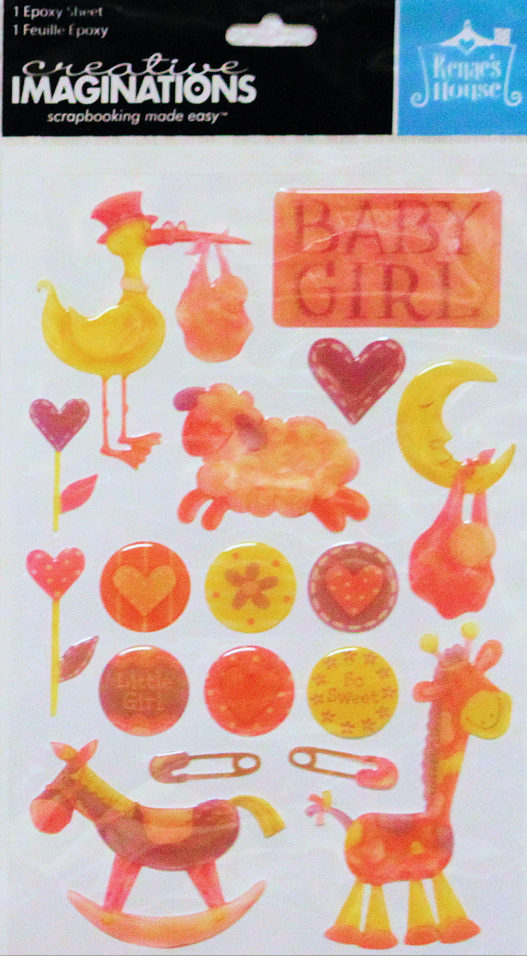 Creative Imaginations Baby Girl Dimensional Epoxy Stickers
