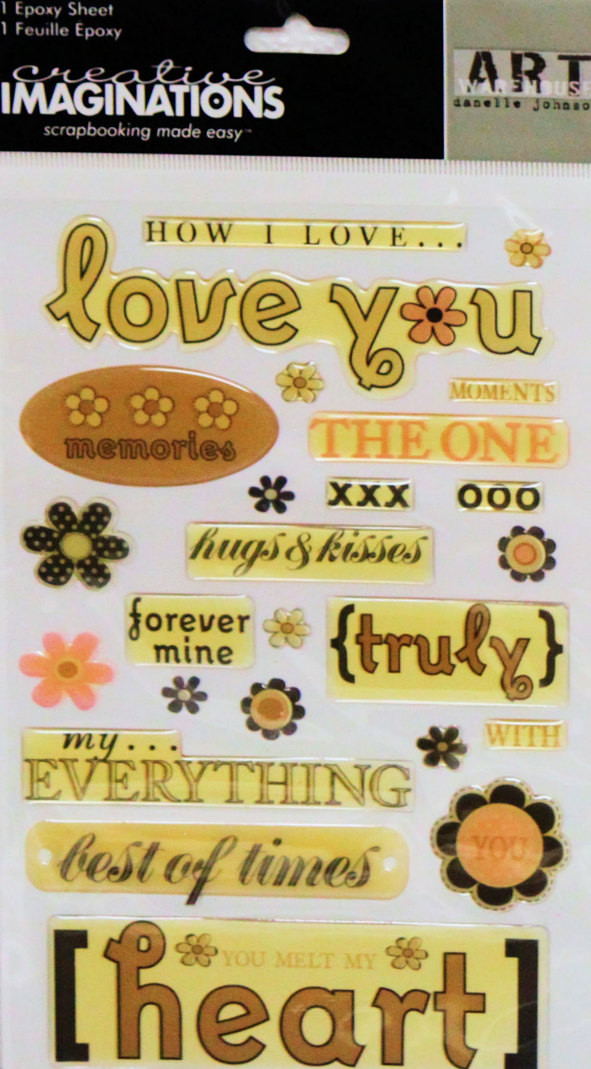 Creative Imaginations Love You Dimensional Epoxy Stickers
