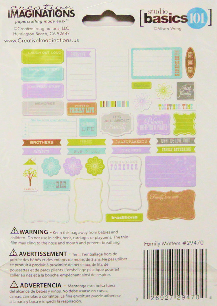 Creative Imaginations Family Matters 38pc Die-Cuts Embellishments