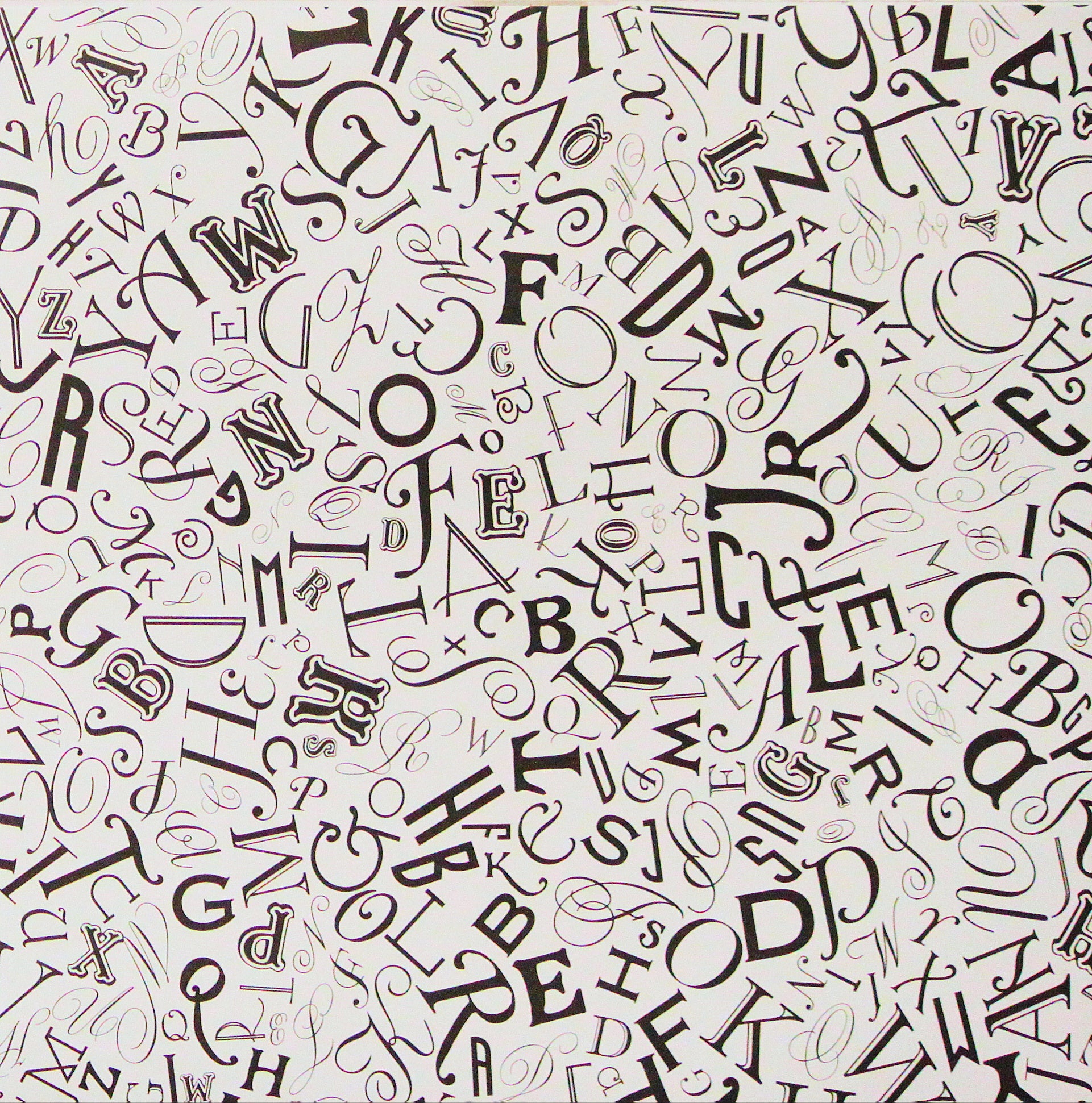 DCWV 12 X 12 Black & White Scatter Alphabet Scrapbook Paper