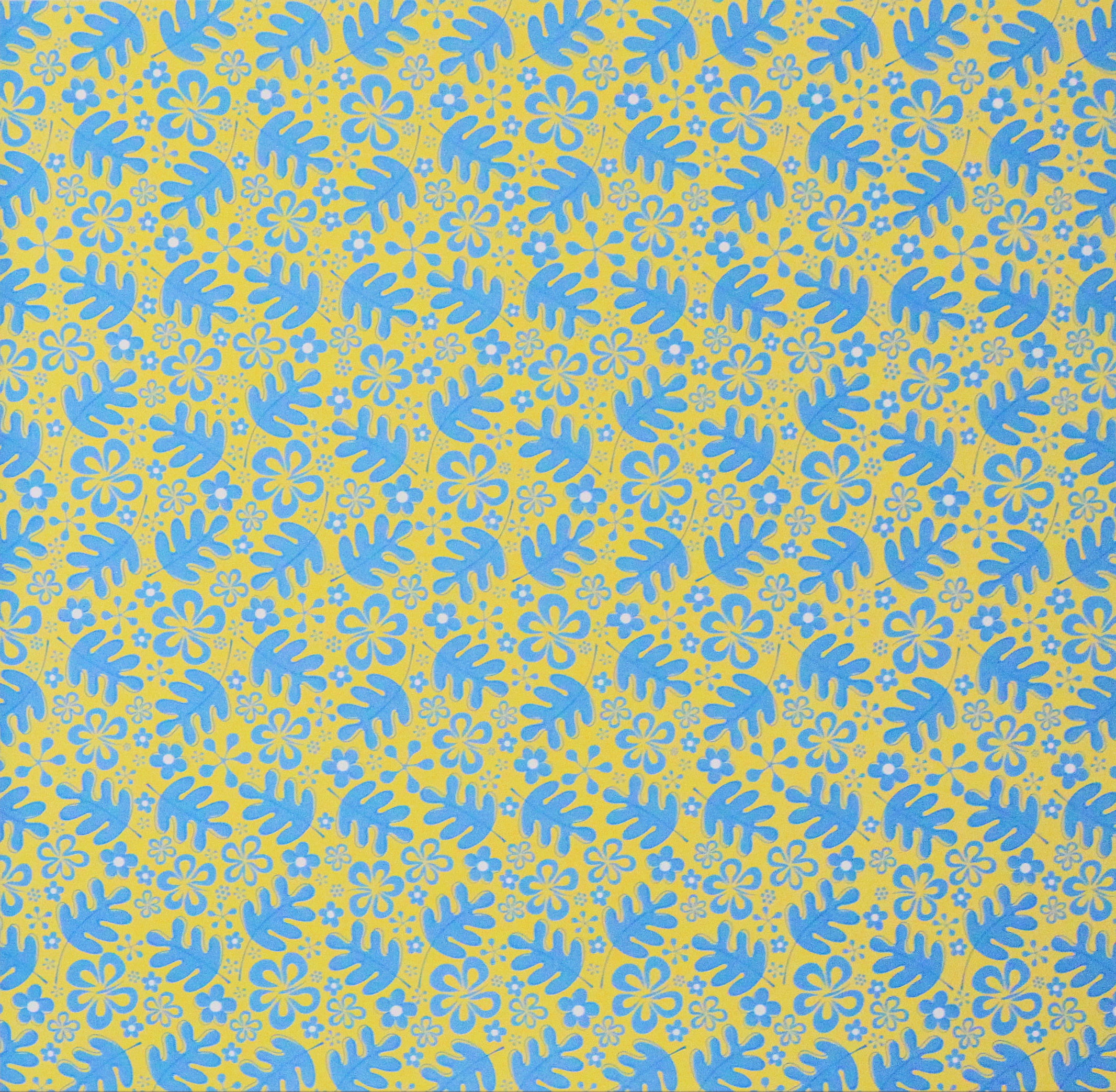 DCWV 12 X 12 Yellow & Blue Leaves Scrapbook Paper