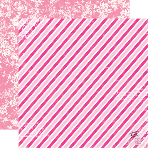 Echo Park 12 x 12 Be Mine Airmail Stripe Double-Sided Scrapbook Paper