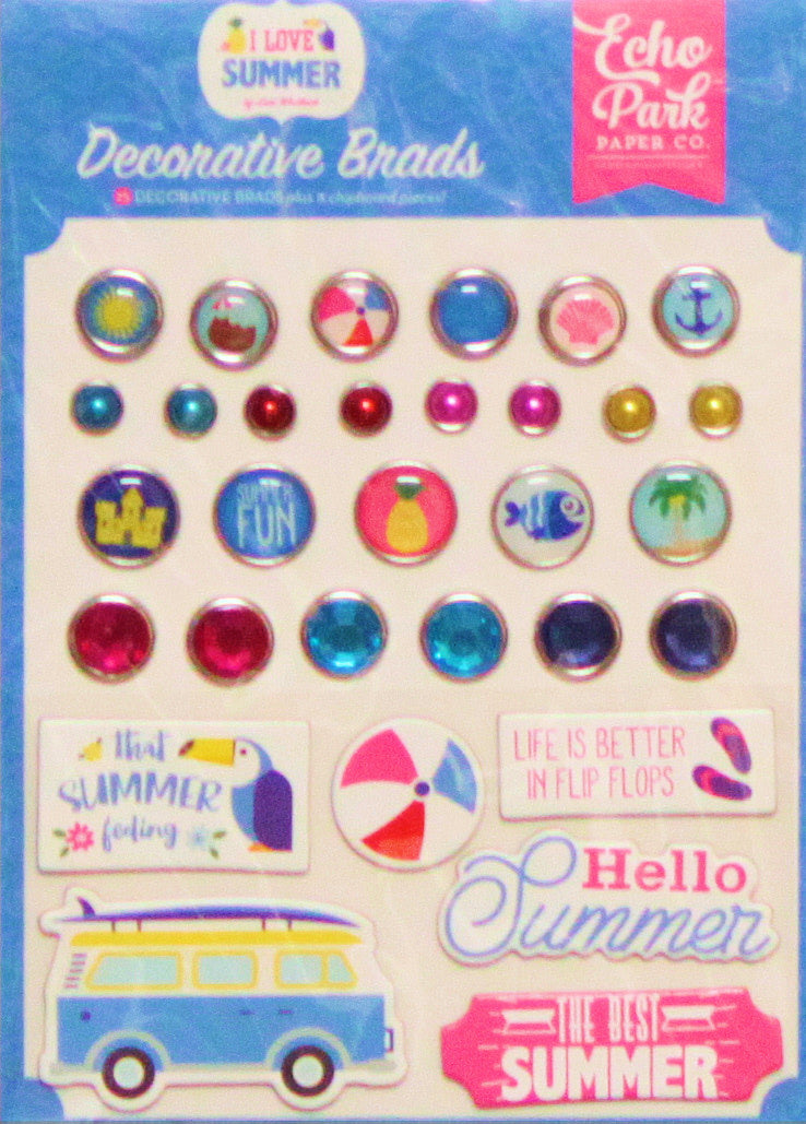 Echo Park I Love Summer Decorative Brads