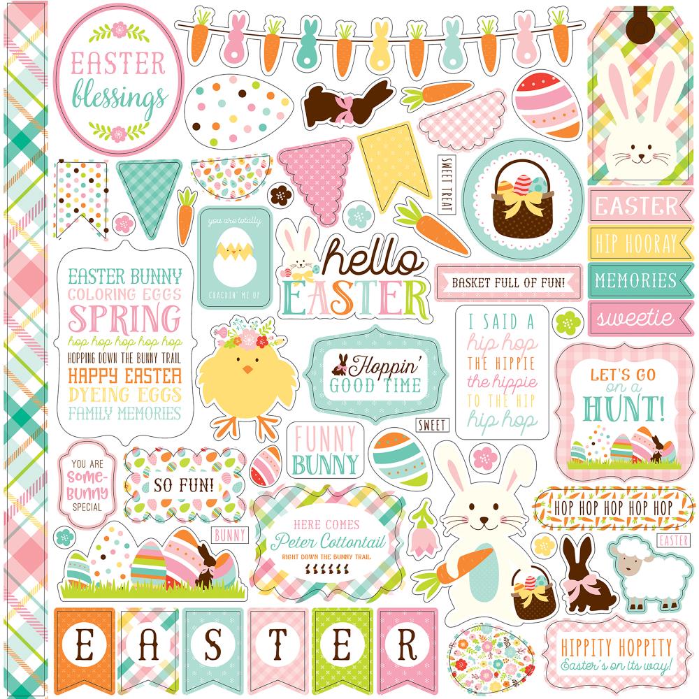 Echo Park Hello Easter 12" X 12" Element Sticker Sheet