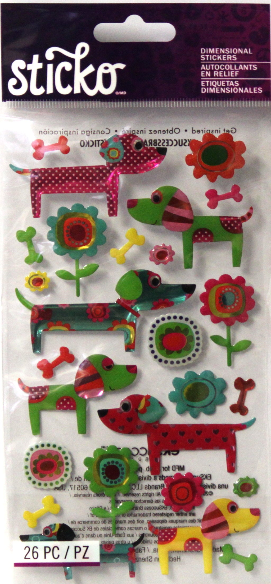 Sticko Patterned Puppies Dimensional Epoxy Stickers