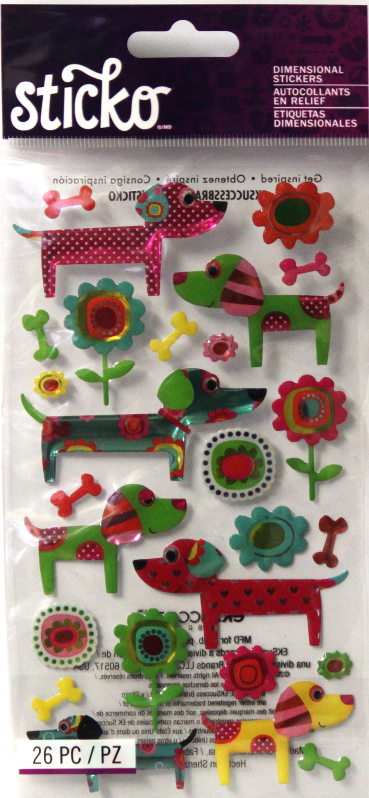 Sticko Patterned Puppies Dimensional Epoxy Stickers