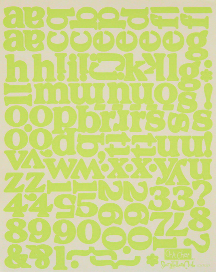 StoryTellers Club Chit Chat Bright Green Alphabet Sticker Sheet