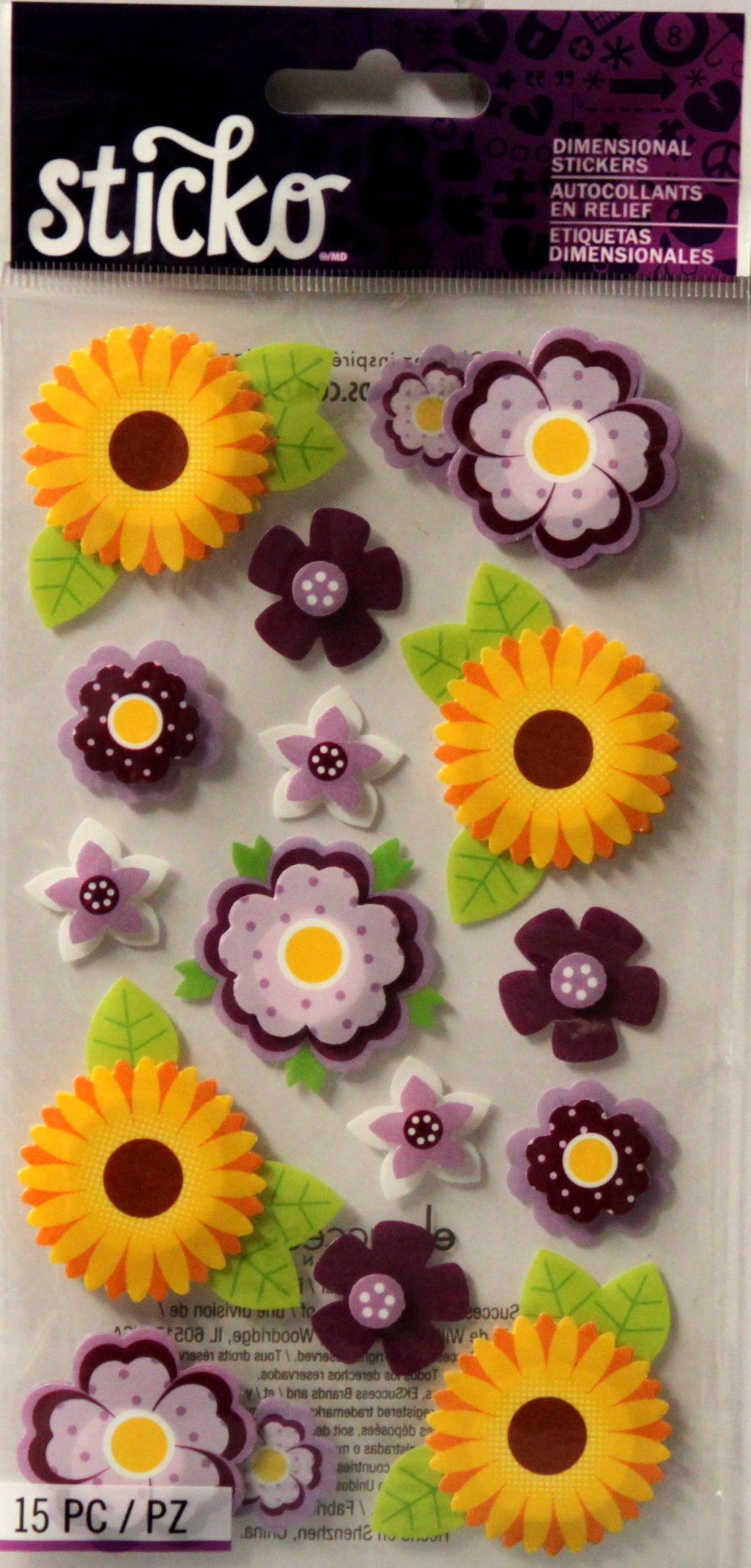 Sticko Layered Vellum Daisies Dimensional Stickers