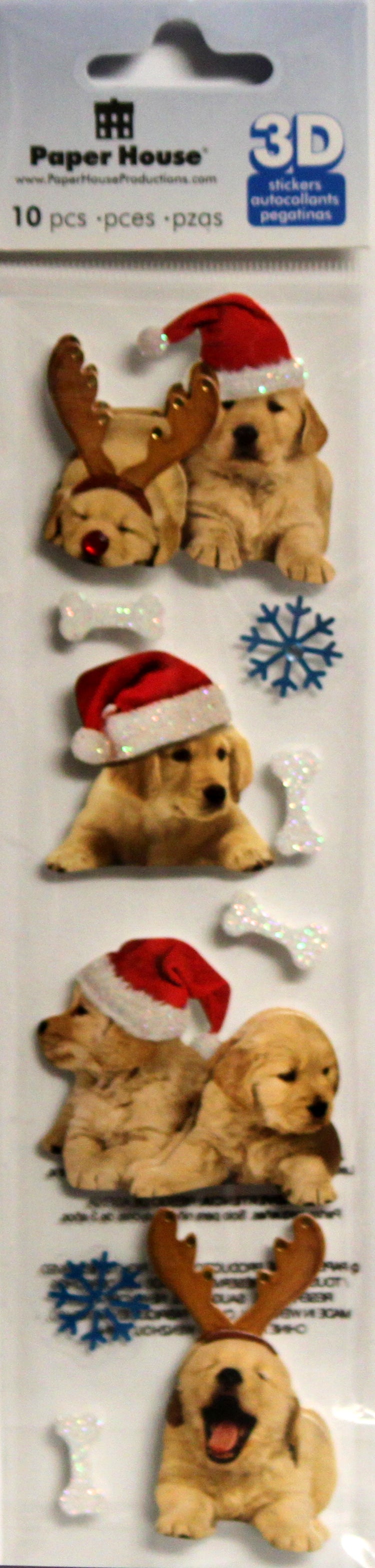 Paper House 3D Dimensional Doggie Christmas Stickers