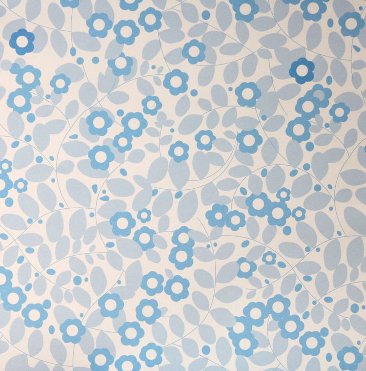 Light Blue Floral Pattern 12 x 12 Scrapbook Paper