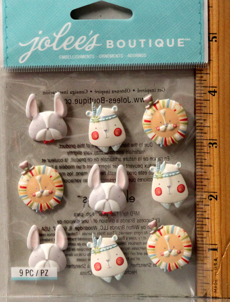 Jolee's Boutique Baby Boy Animal Faces Repeat Dimensional Stickers