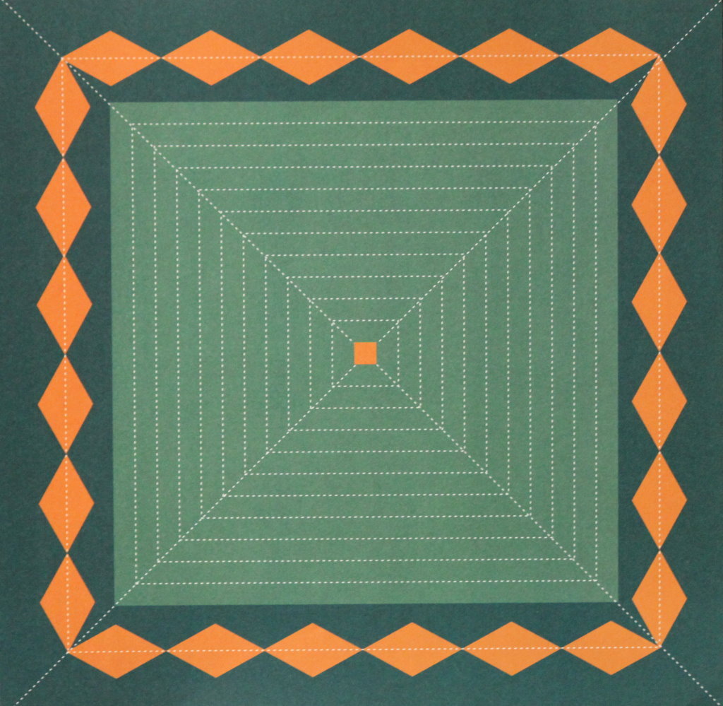 Orange Diamonds Green Square 12 x 12 Scrapbook Paper