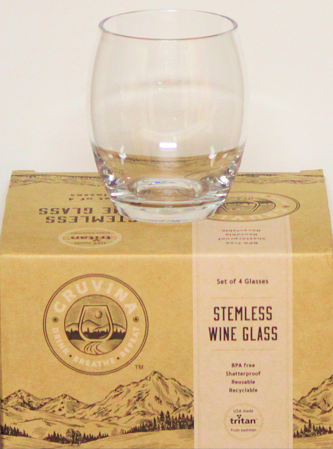 CRUVINA 4PC STEMLESS WINE GLASS