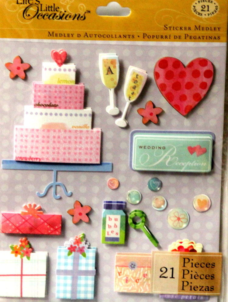 K & Company Life's Little Occasions Wedding Reception Sticker Medley Dimensional Stickers