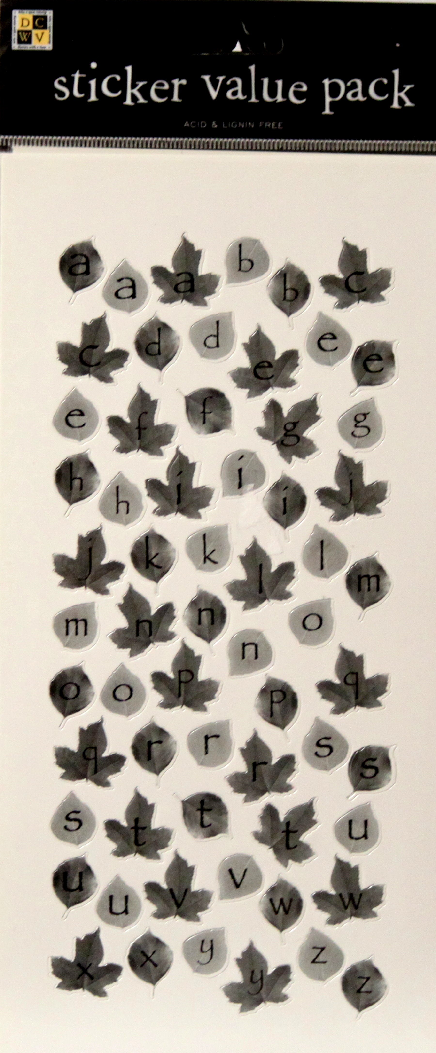 DCWV Fall Alphabet Grey Leaves Cardstock Sticker Value Pack
