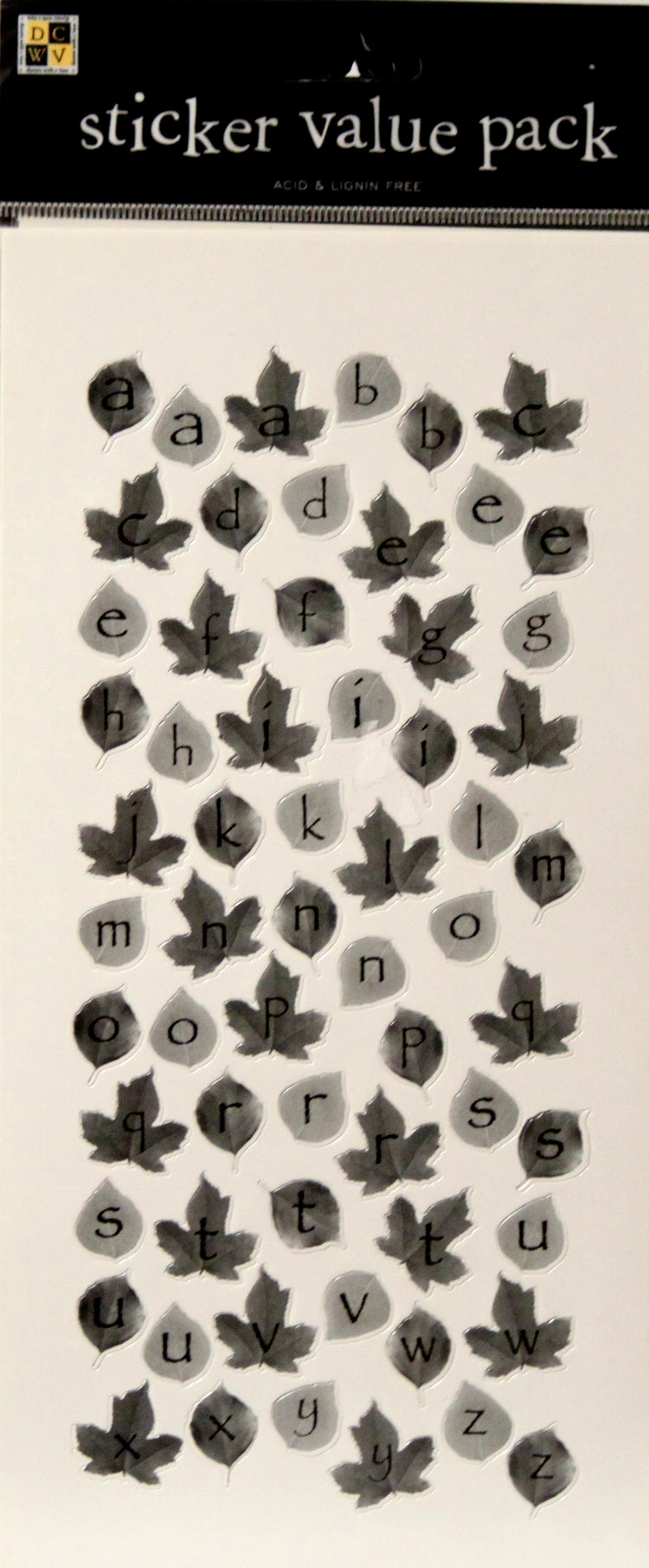 DCWV Fall Alphabet Grey Leaves Cardstock Sticker Value Pack