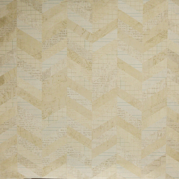 Colorbok Grateful Harvest Chevron Newsprint 12 x 12 Flat Scrapbook Paper