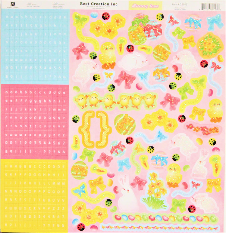 Best Creation Inc. Bunny Love 12 x 12 Sticker Sheet