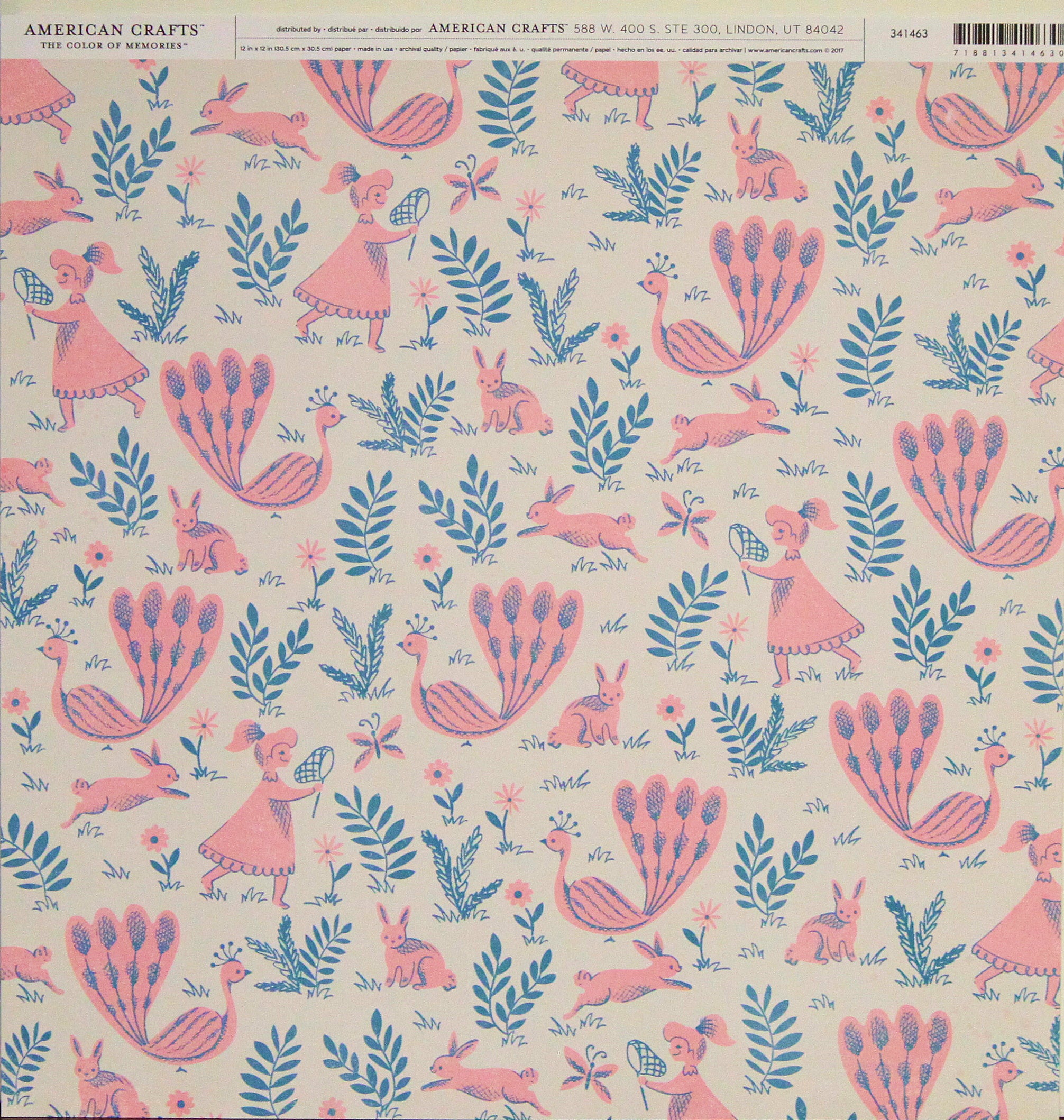American Crafts Peacocks 12 x 12 Scrapbook Paper