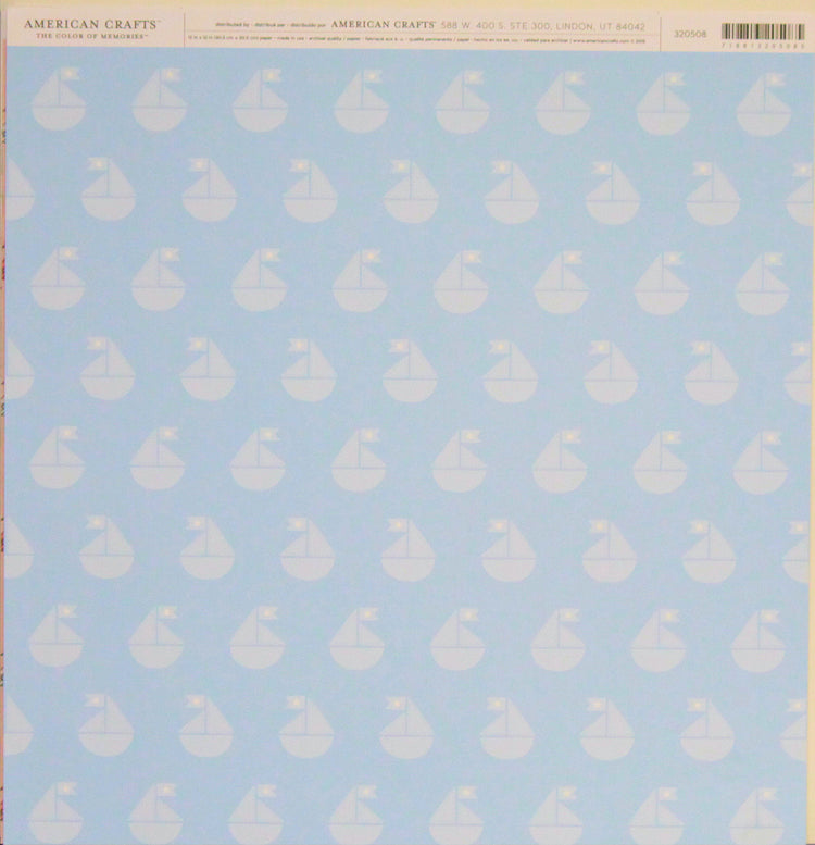 American Crafts Sail Boats 12 x 12 Scrapbook Paper