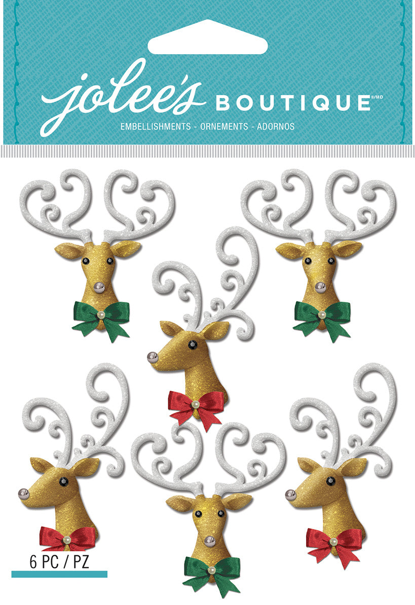 Jolee's Boutique Glittered Deer Head Repeats Dimensional Stickers - SCRAPBOOKFARE